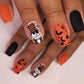 24pcs New Christmas False Nails Christmas Red Gift Box Pattern Design Fake Nail Tips for Girl Cute Short Coffin Press on Nails