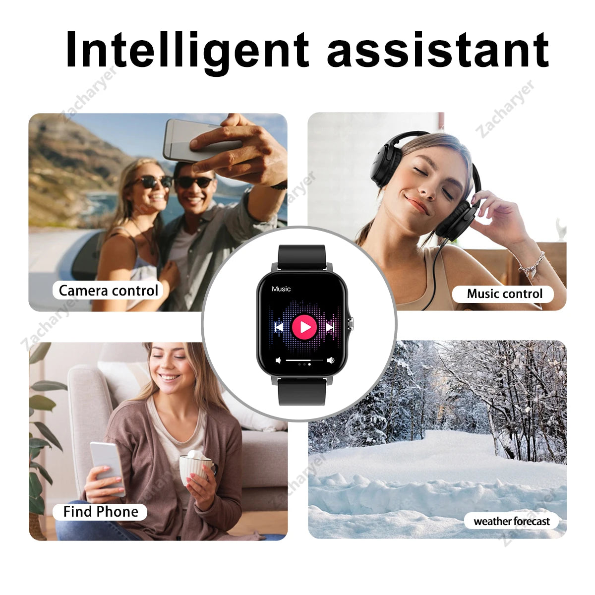 Hot Multi-Sport Mode Smartwatch, Sedentary Reminder, Weather Forecast, Message Notification, Compatible with Android & iPhones