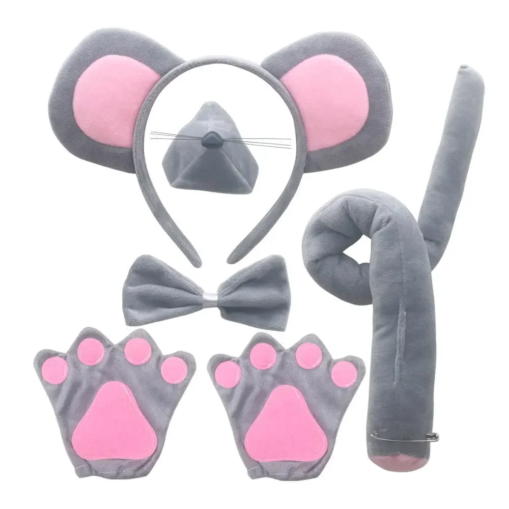 Mouse  Accessory Set Animal Ears Headband Tail Nose and Bow Tie Rat  Accessories Set   Birthday Halloween Costume Cosplay