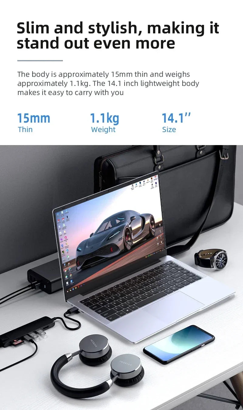 14.1 inch Laptop Computer Portable Windows 11 Intel Core i7-7500U Notebook 12GB RAM 1TB 2TB SSD Office Study Laptops