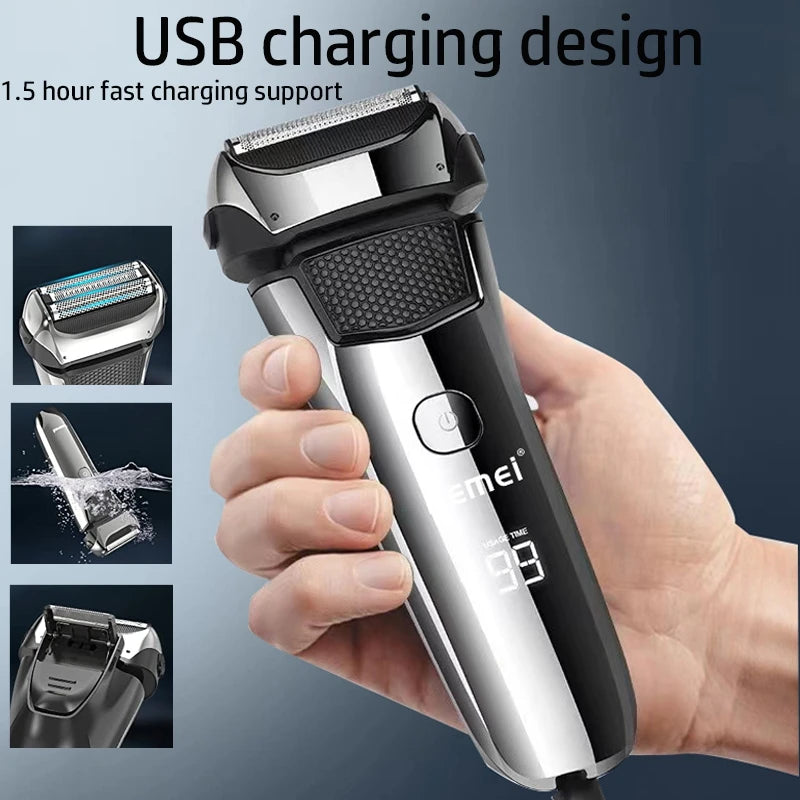Kemei 8512 Rechargeable Electric Shaver Hair Beard For Men Facial Stubble Electric Razor Fades Bald Head Shaving Machine Tool
