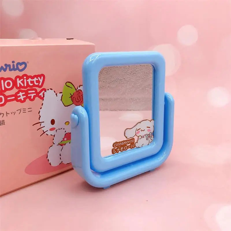 Anime Accessories Kawaii My Melody Cinnamoroll Pom Pom Purin Rotating Mirror Cartoon Desktop Ornament Decoration Dressing Mirror