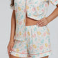 Women s Easter Loungewear Set Cartoon Egg Print Short Sleeve Lapel Button T-Shirt with Elastic Waist Shorts