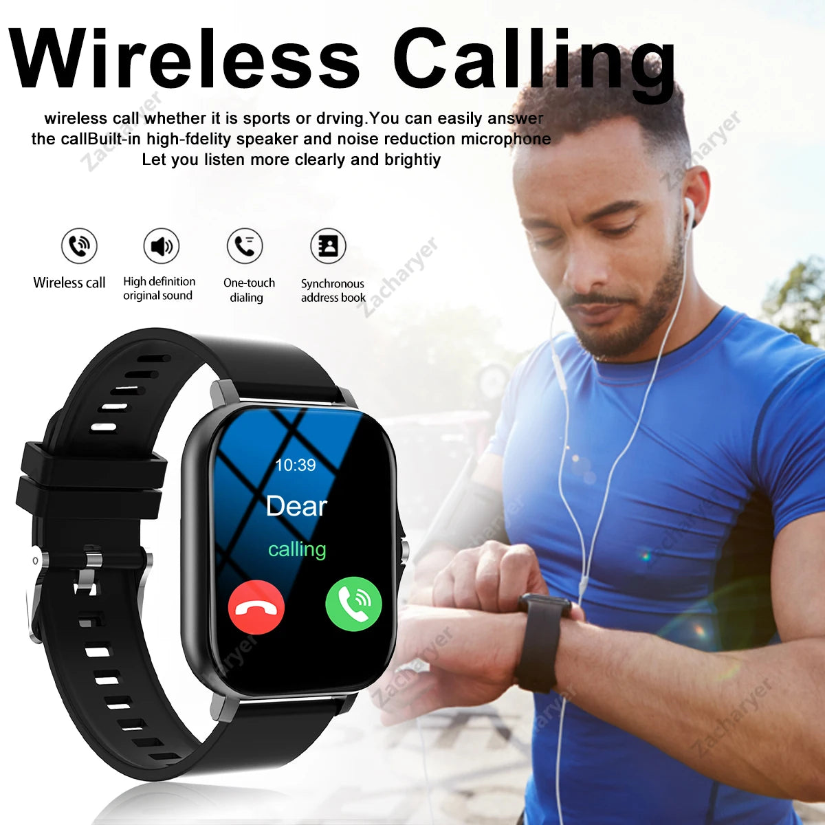 Hot Multi-Sport Mode Smartwatch, Sedentary Reminder, Weather Forecast, Message Notification, Compatible with Android & iPhones