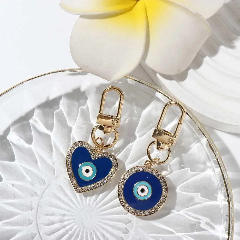 Car Accessories DIY Trinkets Ornaments Key Ring Holder Evil Eye Keychain Blue Eye Key Chain Hamsa Hand Keyring Car Keyring
