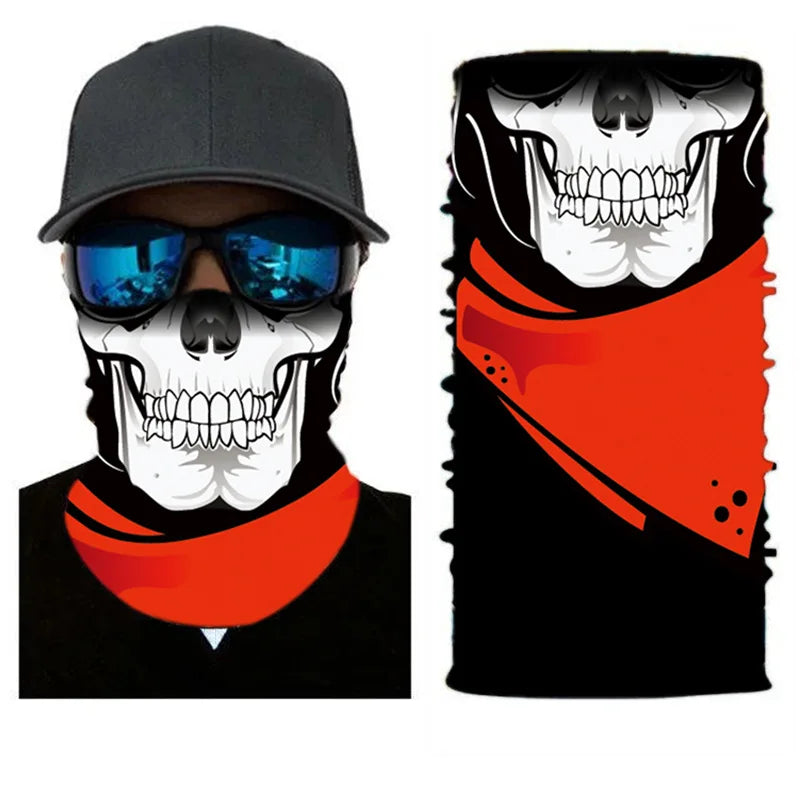 3D Ghost Skull Bandana Neck Gaiter Head Shield Summer Hiking Scarves Tube Balaclava Scarves Breathable Sun Guard Headband Scarf