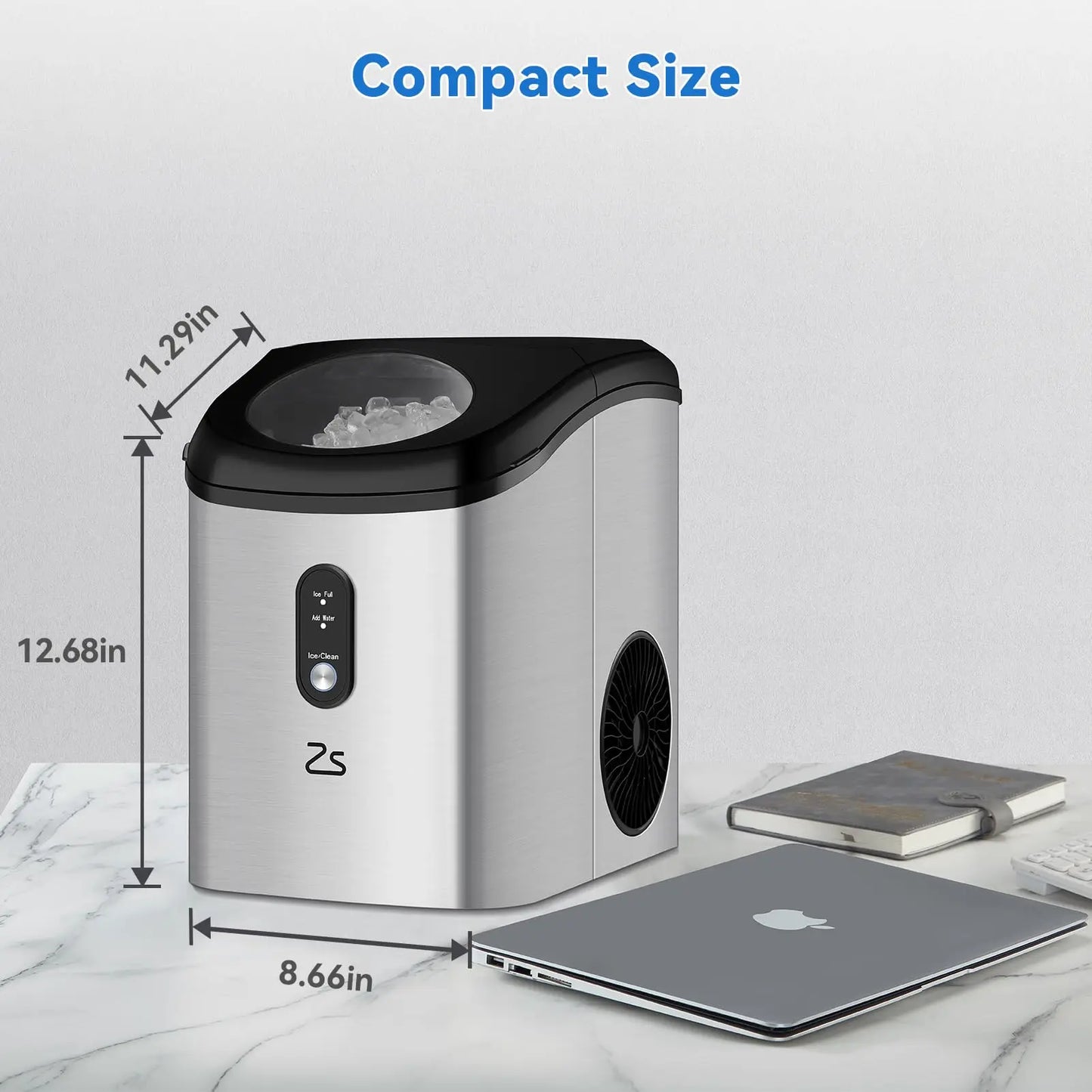 Ice Maker Countertop with Soft Chewable Ice,10,000pcs/33Lbs/Day,Portable Ice Machine with Ice Scoop,Self-Cleaning Timer Function