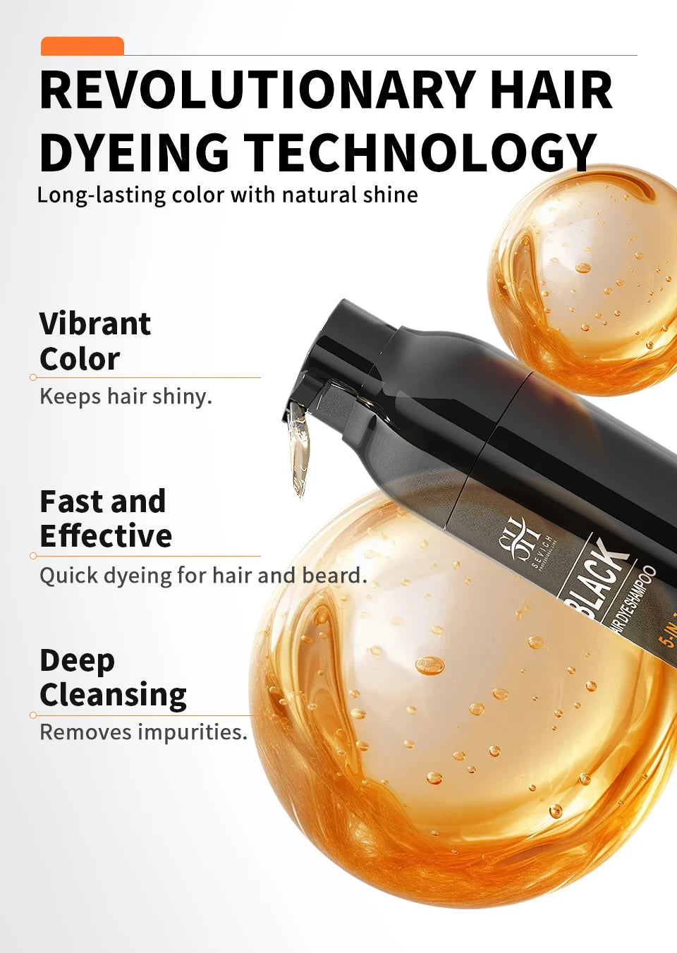 250ml Natural Black Hair Dye Shampoo for men Instant Gray To Black ginger hair dye Repair White Hair Care Black Beard Shampoo