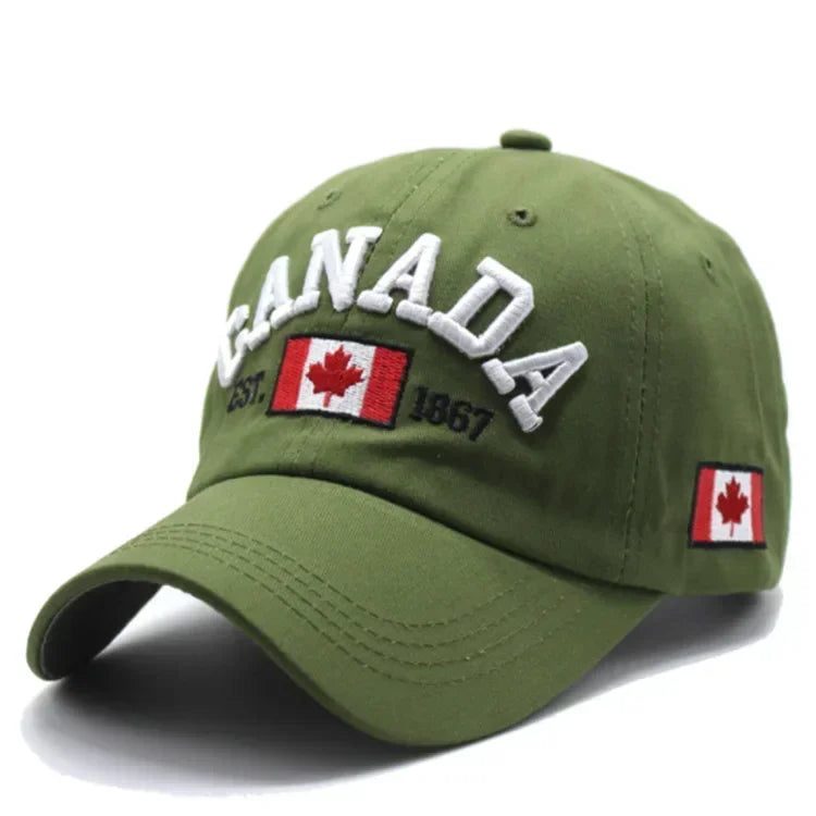 Canada Caps Men Women  Summer Fashion Dad Hat Snapback Flag Letter Embroidery Black White Baseball Cap Women Gorras Hombre