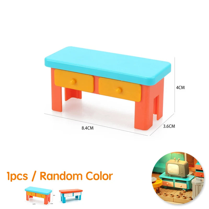 Children's Big Building Blocks Home Appliances Air Conditioner Refrigerator Accessories Household Compatible with Duploed Toys