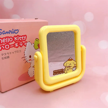 Anime Accessories Kawaii My Melody Cinnamoroll Pom Pom Purin Rotating Mirror Cartoon Desktop Ornament Decoration Dressing Mirror