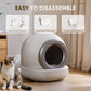 Automatic Self-Cleaning Cat Litter Box with Plastic Pad, Smart Cat Litter Box with APP Control, White